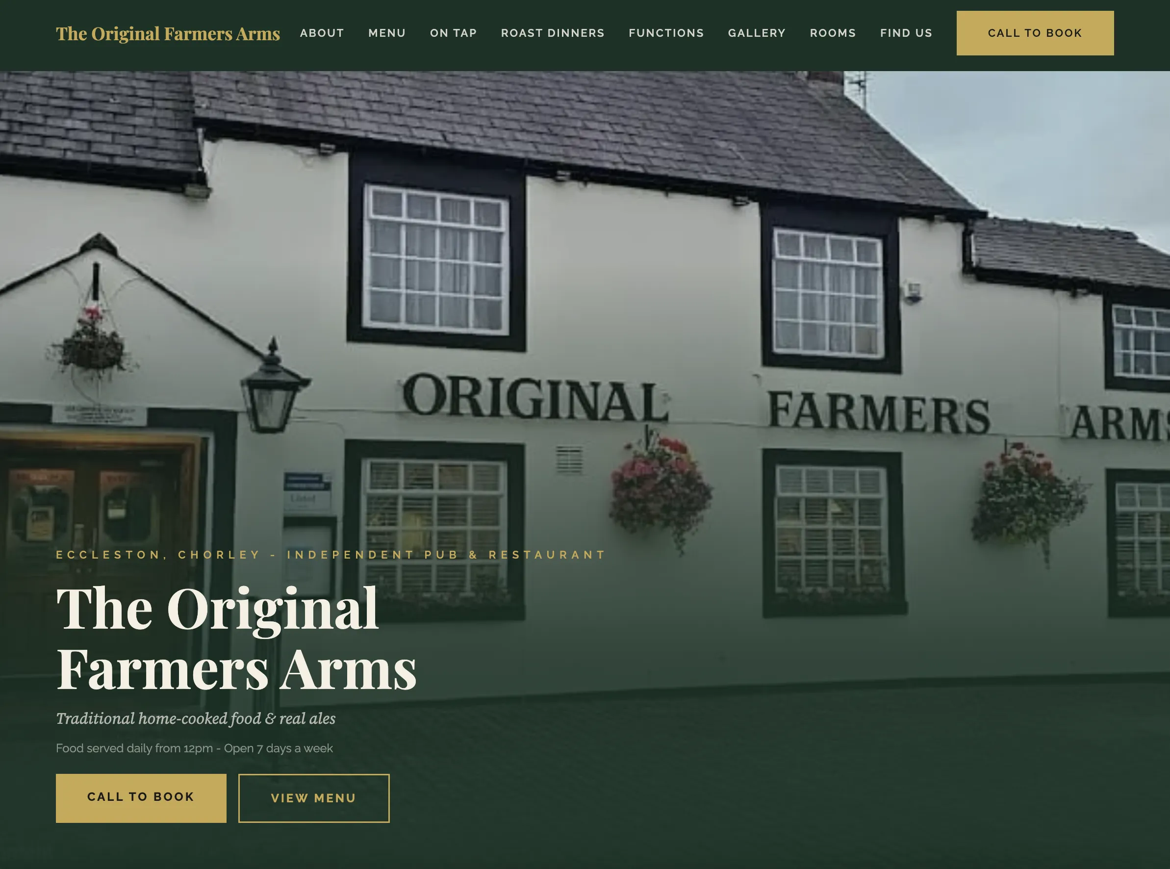 The Original Farmers Arms website built by rendrd